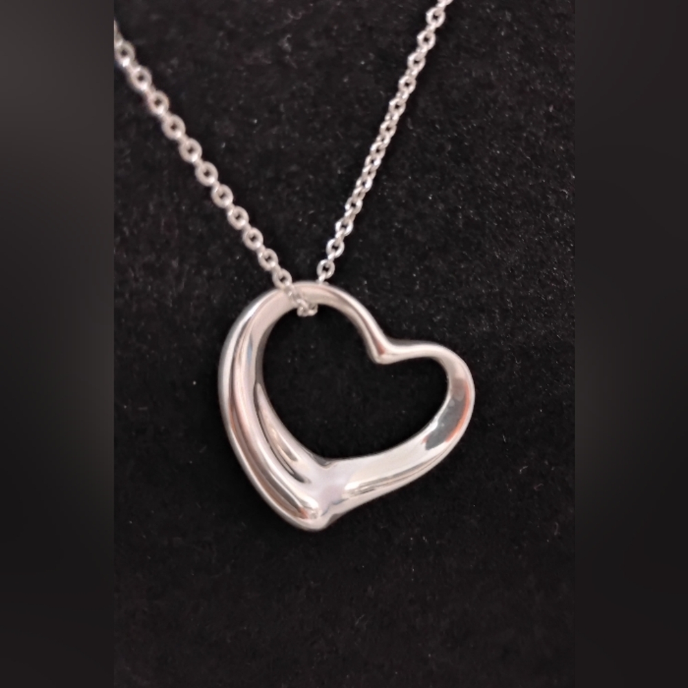 Tiffany Silver 925 Necklace - Elsa Peretti Extra Large Open Heart Pendant - Picture 6 of 10